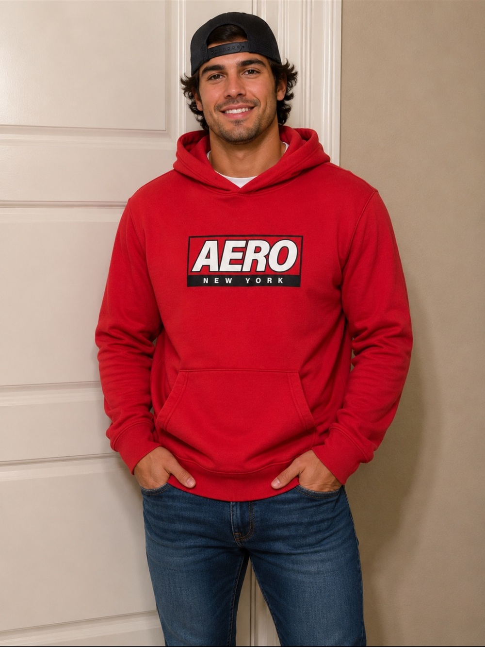 Aeropostale Red Crewneck Hoodie with AERO New York Logo